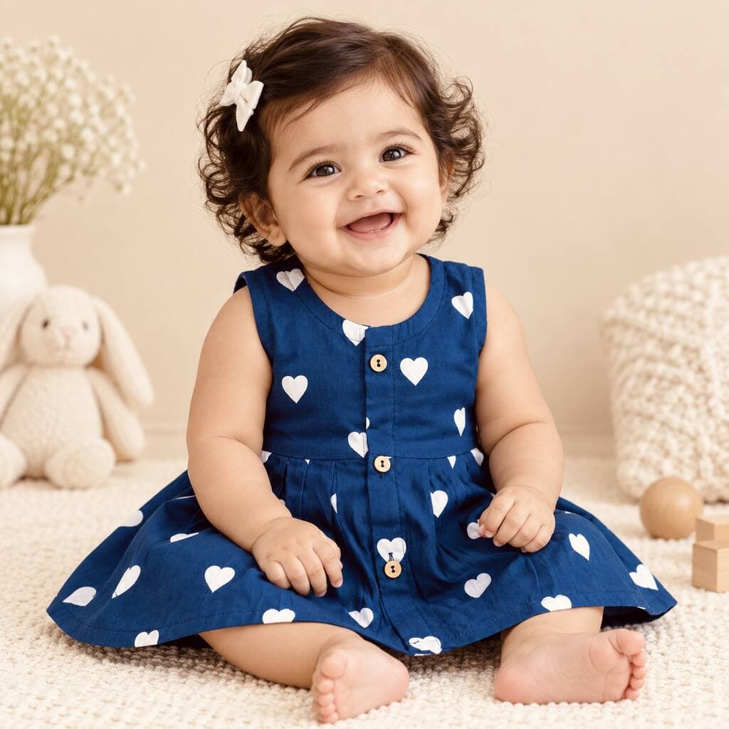 Pure Cotton Front Open Button Frock
