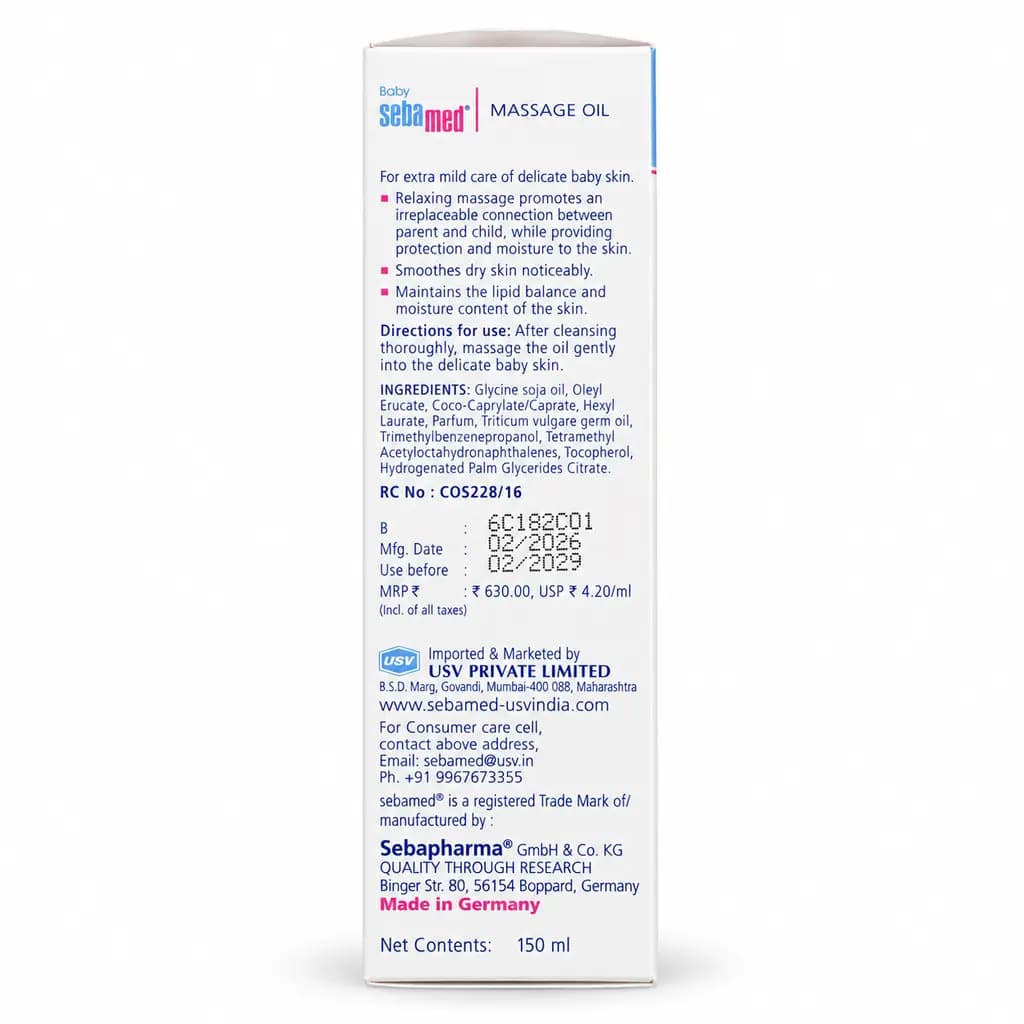 Baby Sebamed Massage Oil with Natural Oils – 150 ml thumbnail 3