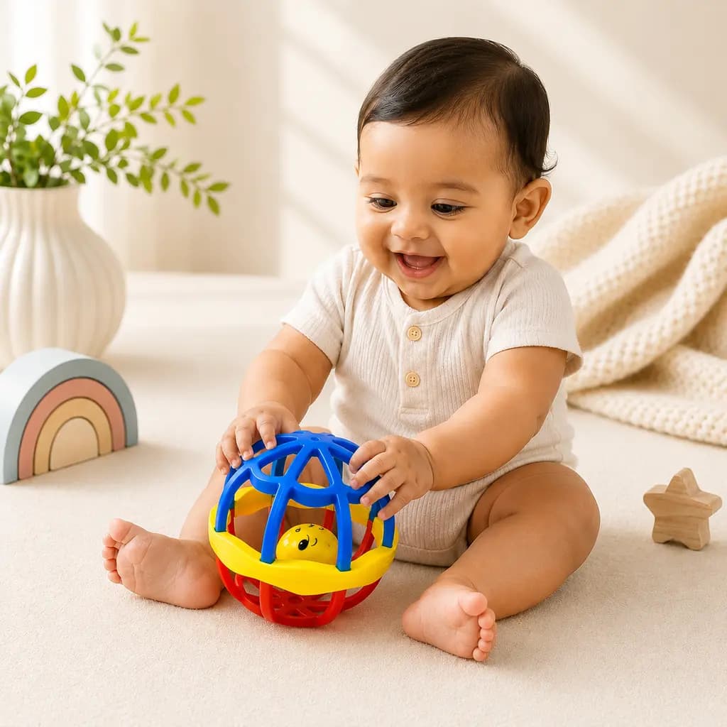 Baby Soft Ball Rattle Toy for Infants – Multicolour | 1 Pc thumbnail 2
