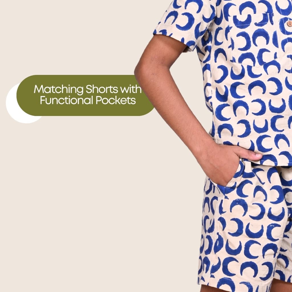 Close-up of the Baghru shorts showing the side pockets