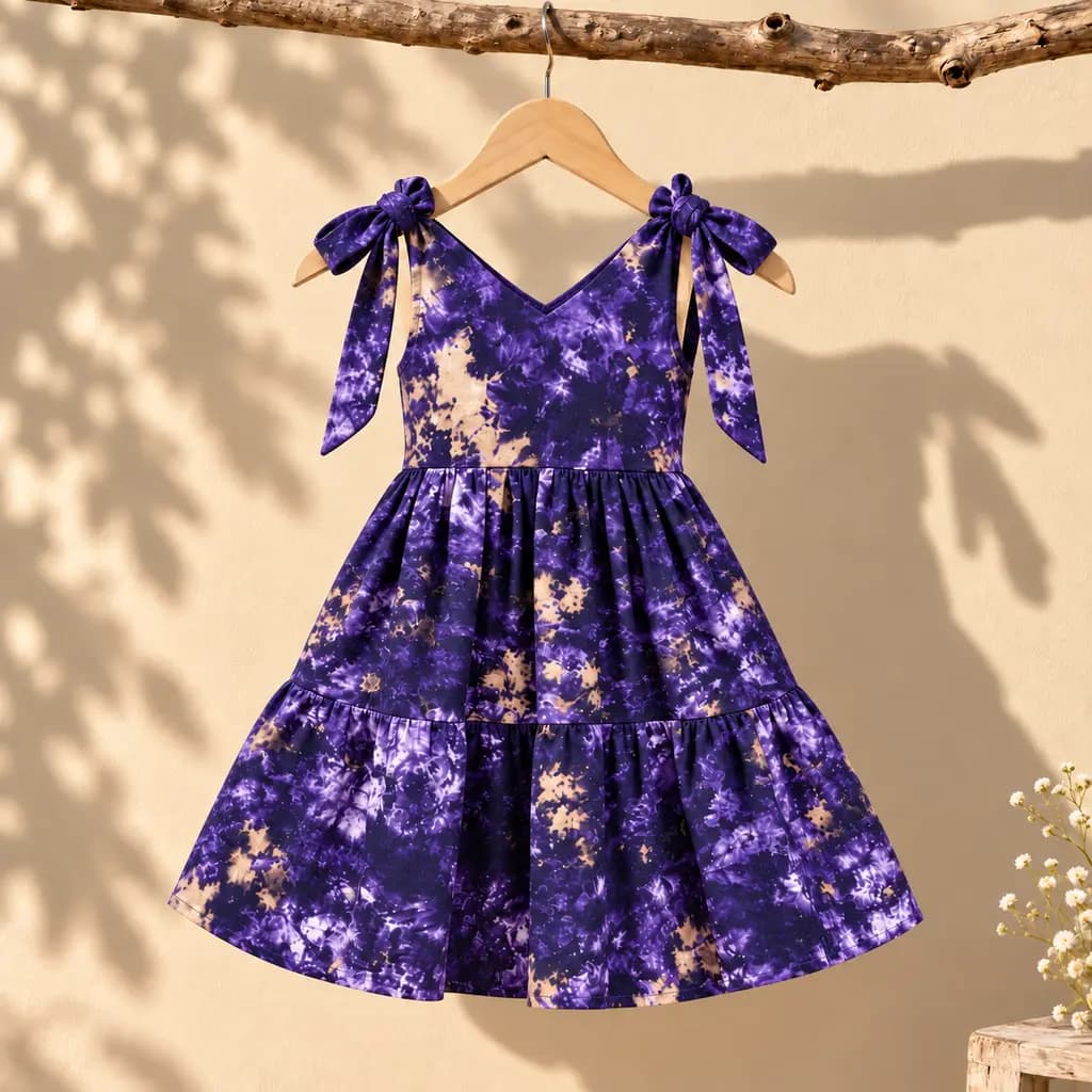 Shoulder Knot Tie-Dye Tiered Dress thumbnail 2