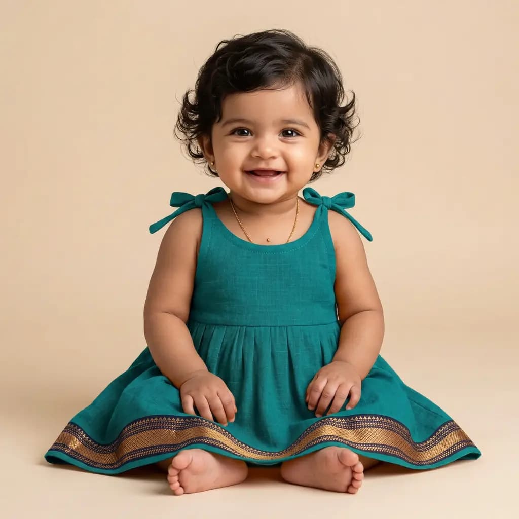 Size chart for the Mangalagiri knot frock, zero to twelve months